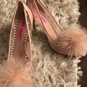 Pink Betsey Johnson Pom Pom Heels